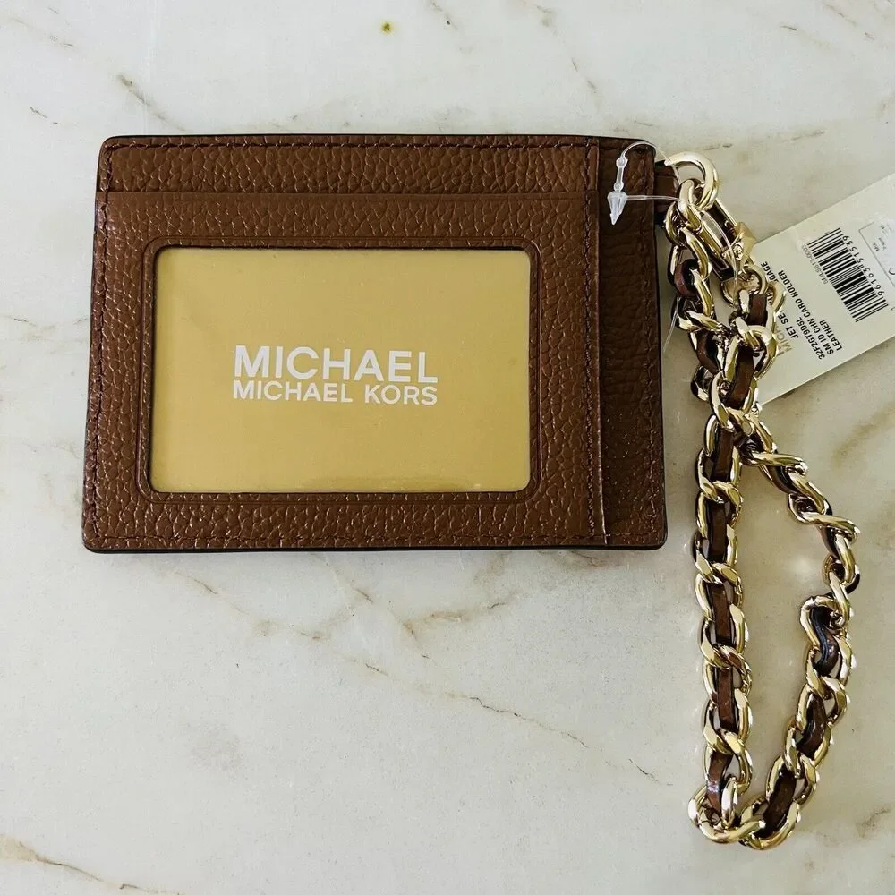 Michael Kors Jet Set Charm Luggage Leather Small ID Chain Card Wallet Wristlet
